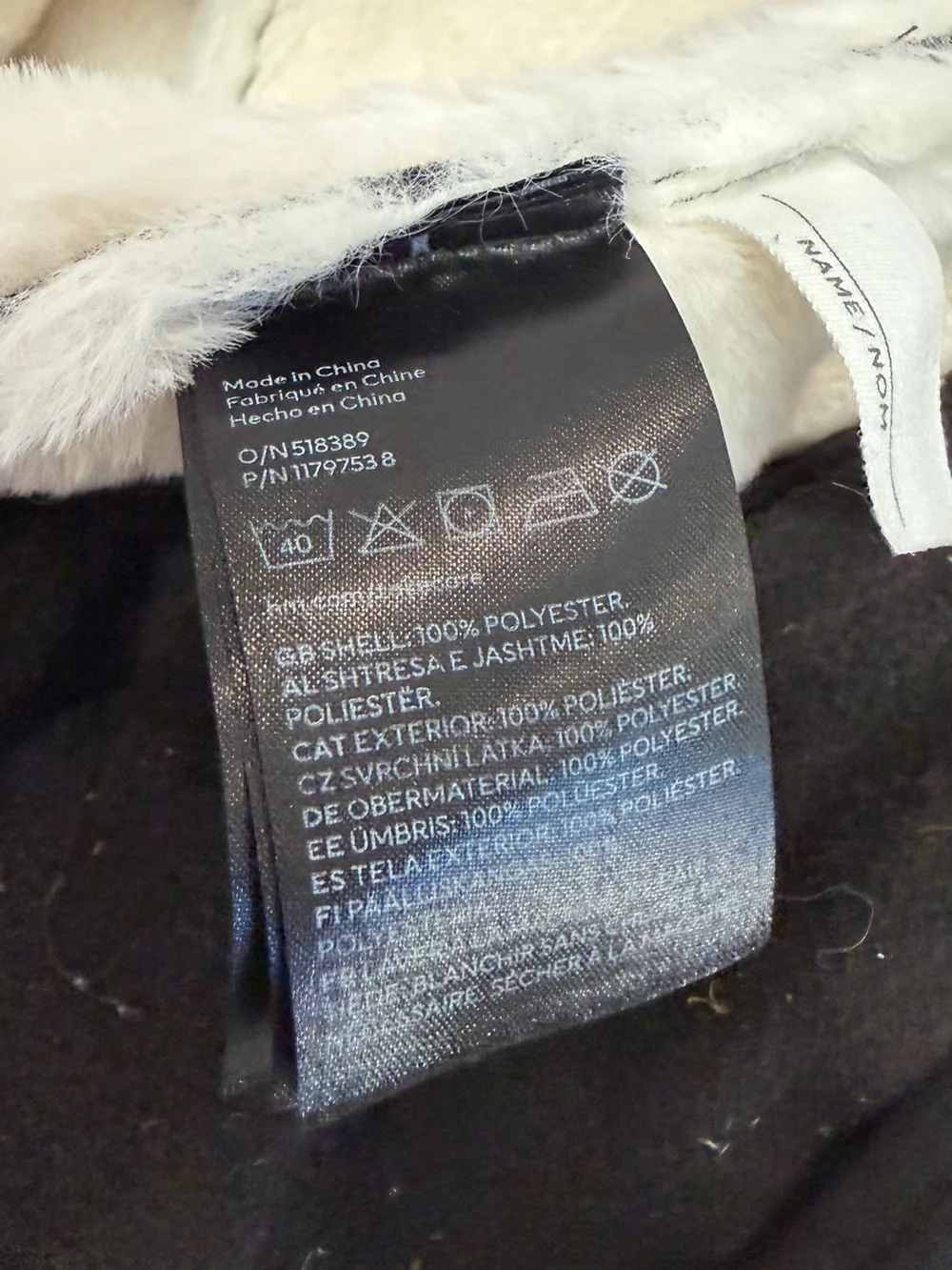 H&M Black Teddy Shearling Jacket with Cream Trim
